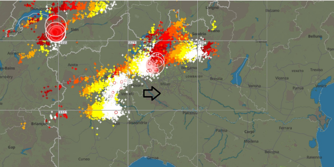 Zdroj: Blitzortung/Tornado in Italia