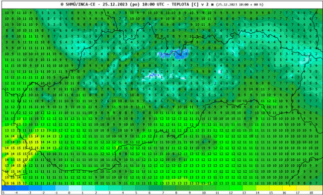 aktuálne teploty o 11:00, zdroj: SHMÚ