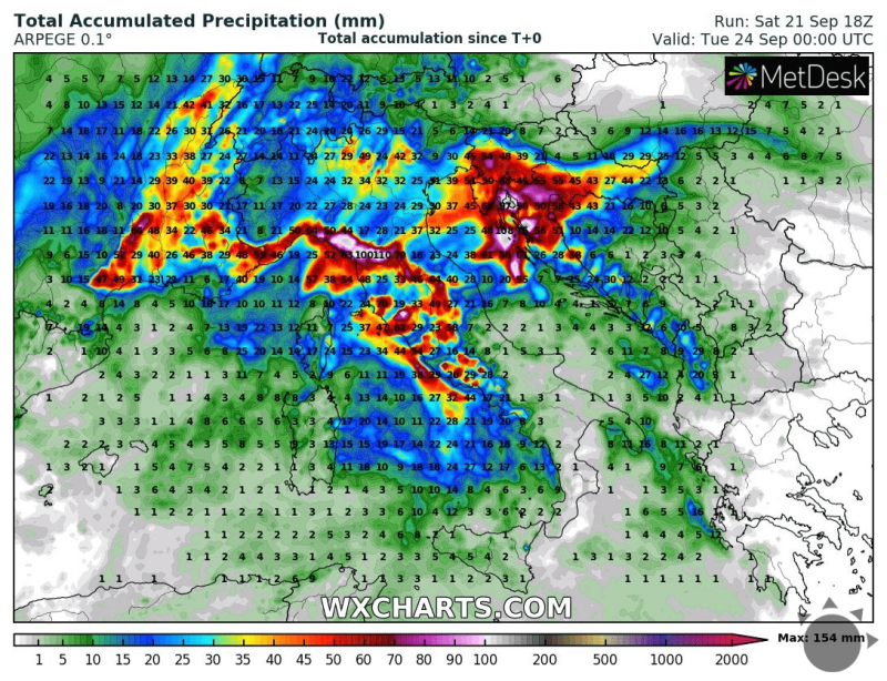Očakávané celkové úhrny v oblasti Stredomoria