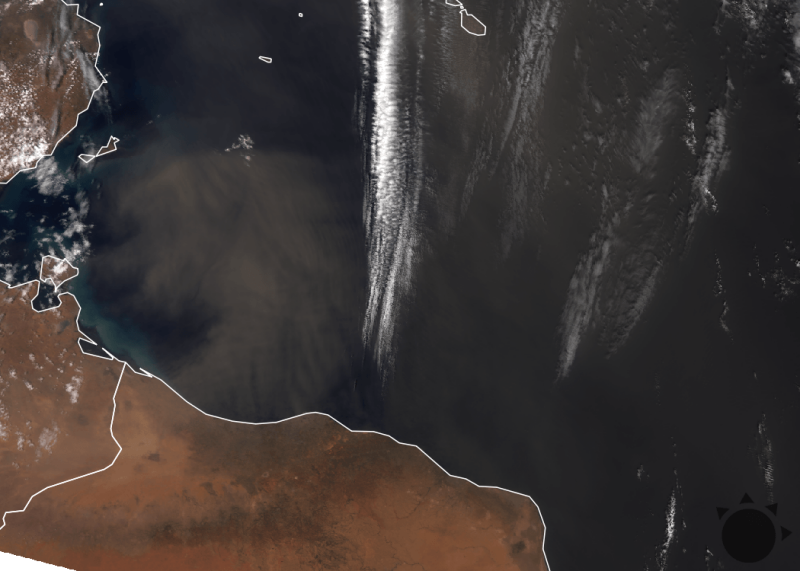 Satelitná snímka Stredozemného mora, Contains modified Copernicus data, © Eumetstat 2018