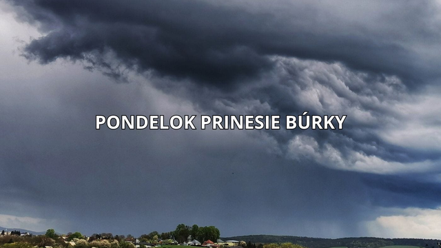 MAPA: Búrky zasiahnu v pondelok popoludní najmä západ