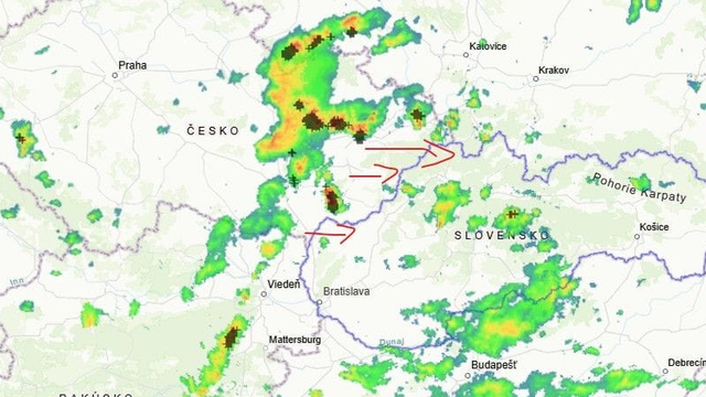 Od severozápadu sa blížia búrky. Ďalšie sa tvoria pred hranicami
