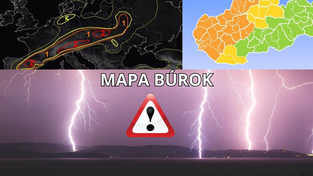 MAPA búrok: Tieto okresy Slovenska večer zasiahnu silné búrky