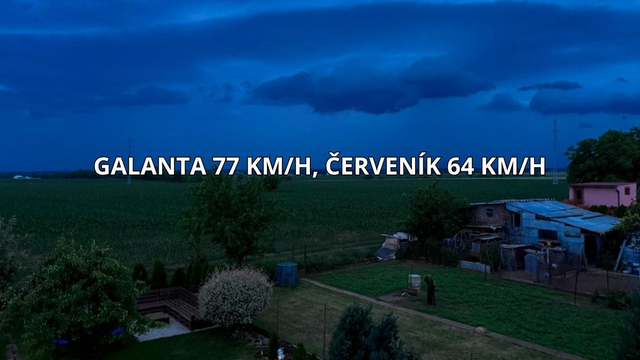 Začal sa vytvárať búrkový systém. V Galante zafúkalo rýchlosťou 77 km/h