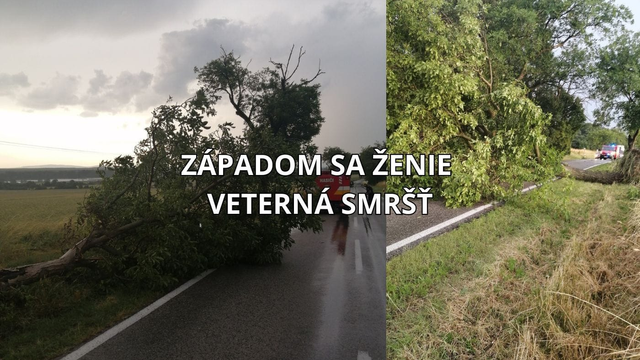 Veterná smršť postupuje Slovenskom. Láme stromy a mnoho úsekov je neprejazdných