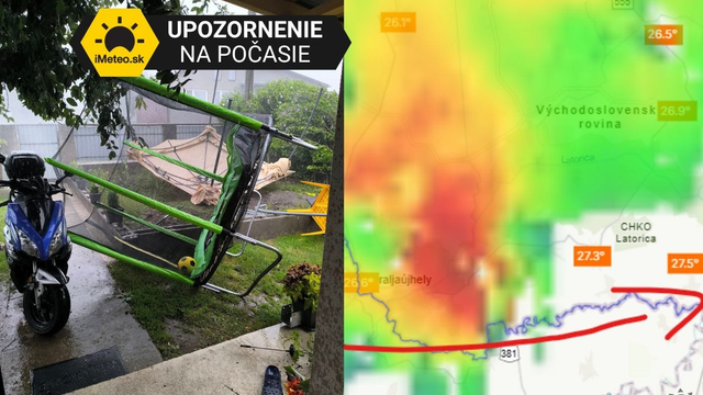 Juhovýchodom postupuje supercela. Vietor spôsobuje škody