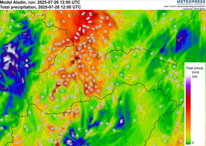 odhadované množstvo zrážok