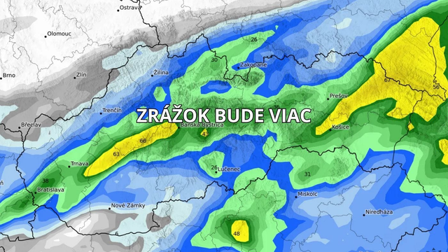 MAPA: Dažďa bude výrazne viac, ako sa čakalo