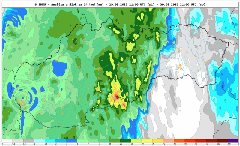 zaznamenaný úhrn zrážok