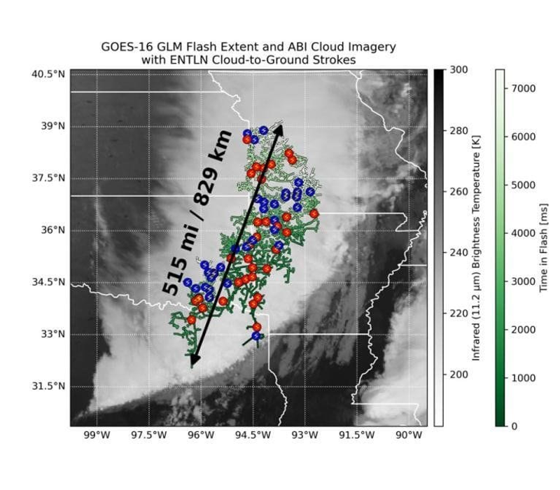 Rekordný blesk nad Amerikou, zdroj: in-pocasi.cz/wmo.int