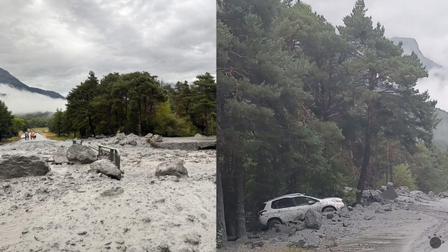 Búrky už pustošia Európu. Cestu zavalilo blato a obrovské balvany