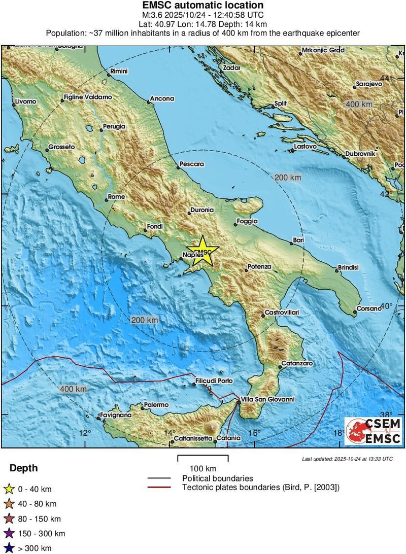 Podrobnejšie informácie o zemetrasení v Taliansku, zdroj: EMSC