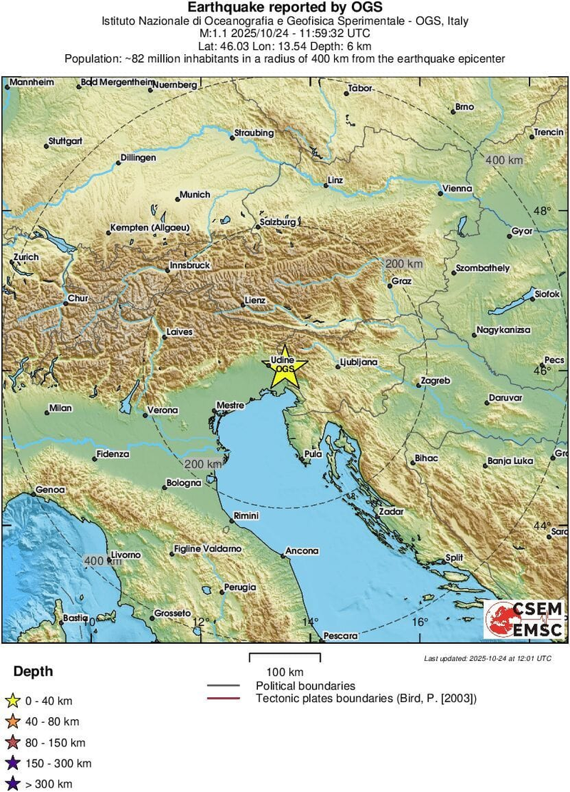 Podrobnejšie informácie o zemetrasení v Slovinsku, zdroj: EMSC