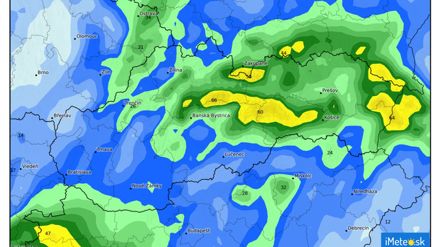 Dnes naprší až 65 mm zrážok. Kde bude vody najviac?