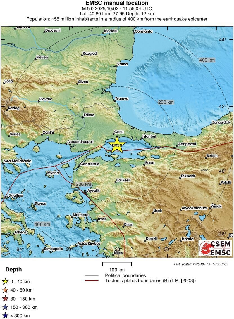 Podrobnejšie údaje o zemetrasení, zdroj: EMSC