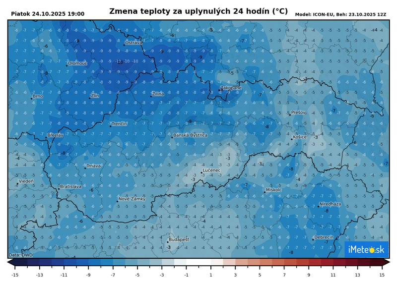 rozdiel zajtrajších večerných teplôt oproti dnešným