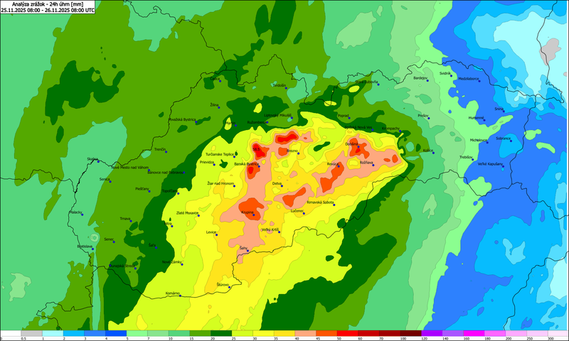 Úhrny zrážok, zdroj: shmu.sk
