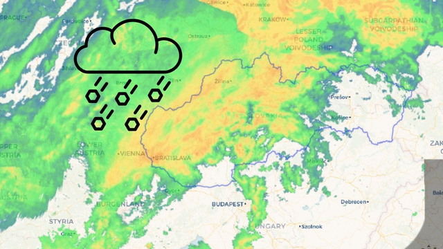 RADAR: Dážď je intenzívny a teraz naberie na sile. Po 17:00 bude slabnúť a meniť sa aj na sneh