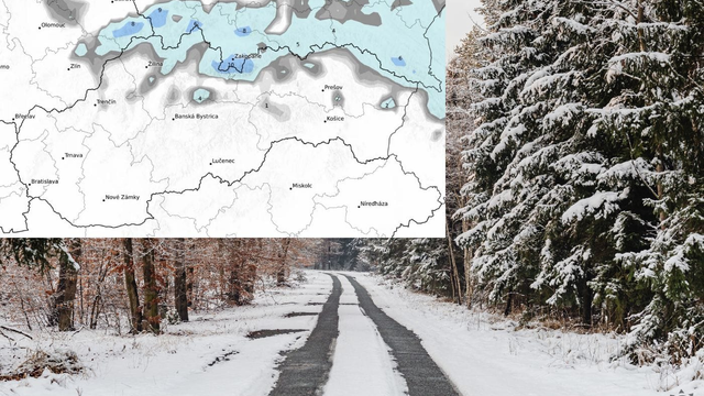 MAPA SNEHU: Do týchto častí Slovenska zavíta o pár hodín sneženie