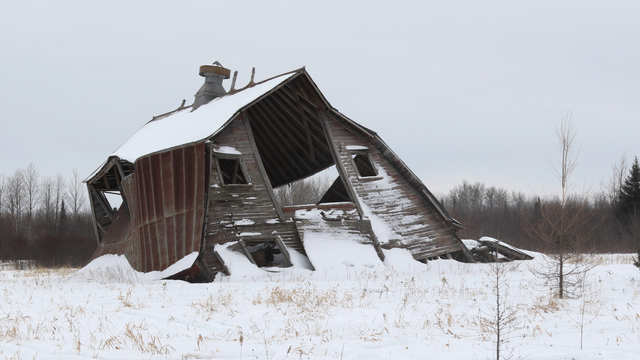 Nasnežilo až 30 cm snehu: Stodola sa zrútila pod ťarchou snehu. Zvieratá boli vo vnútri