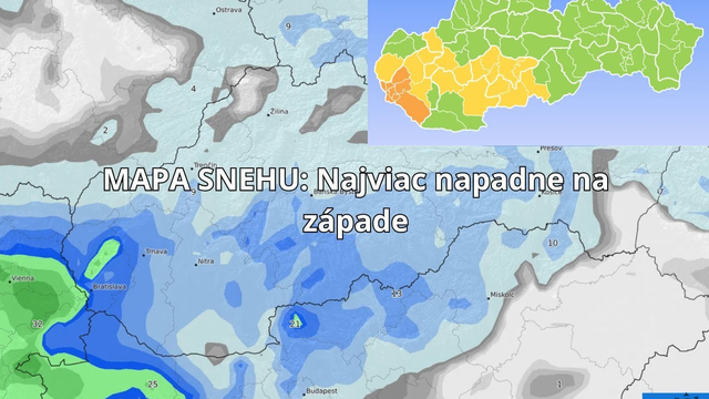 MAPA snehu: Pozrite si aktuálnu predpoveď, kde napadne najviac snehu