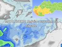 MAPA snehu: Pozrite si aktuálnu predpoveď, kde napadne najviac snehu