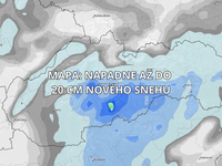 MAPA snehu: Slovensko pokryje až 20 cm snehu. Potom dôjde k prudkej zmene