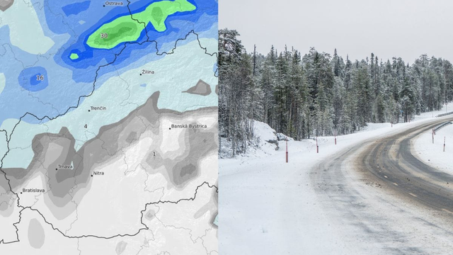 Táto časť Slovenska dostane podľa aktuálnej mapy sneženia najviac snehu. Napadne do 15 cm
