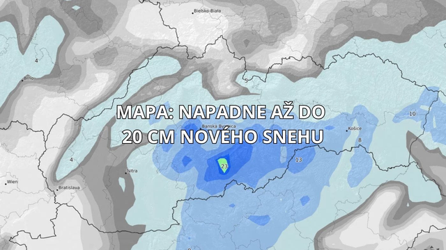 MAPA snehu: Slovensko pokryje až 20 cm snehu. Potom dôjde k prudkej zmene