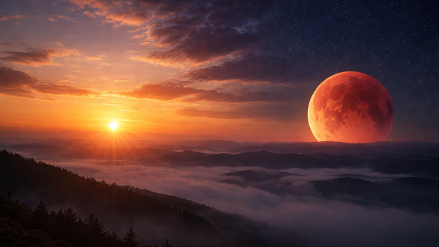 Čaká nás výnimočné nebeské divadlo. Na oblohe sa stretne vychádzajúce slnko a krvavý Mesiac