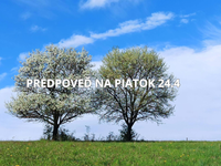 Predpoveď na piatok, 24. apríla: Po vetre prichádza oteplenie. Teplota vystúpi na+21 °C, pozor na chladnú noc