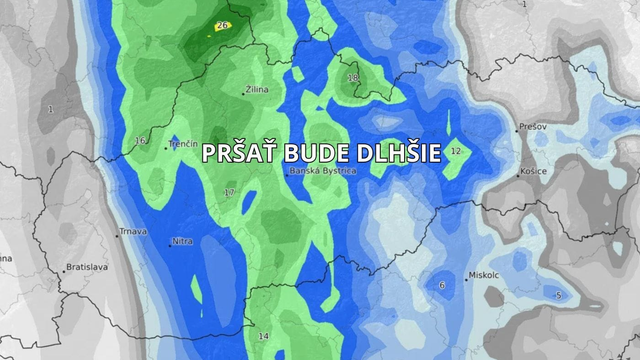 Predpoveď sa mierne zmenila. Dážď mieri na západ a pršať bude dlhšie