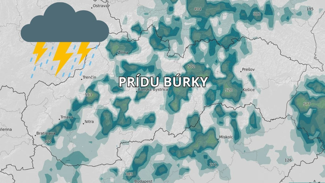 MAPA búrok: V týchto oblastiach Slovenska hrozia búrky