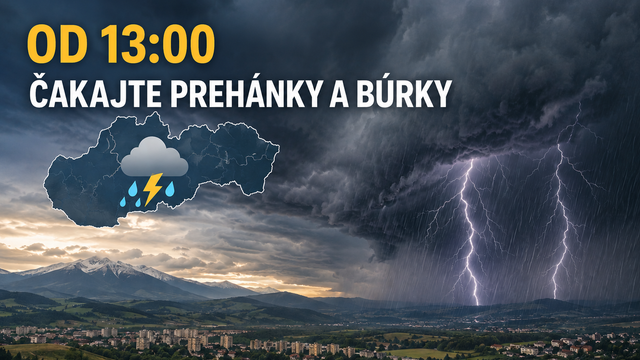 Od 13:00 čakajte prehánky a búrky. Konečne bude pršať