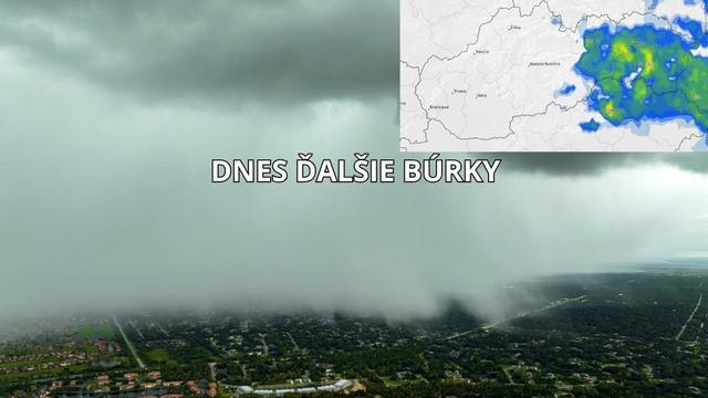 Toto je MAPA búrok a zrážok na dnes. Búrky budú výraznejšie