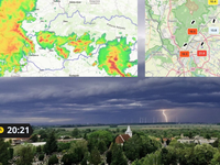 Najsilnejšie búrky postupujú cez Považie. Na čele frontu sa vyskytuje shelf cloud
