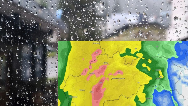 Celé Slovensko je takmer žlté. MAPA dažďa ukazuje, že na Slovensku bude pršať až do pondelka a spadne aj 70 mm