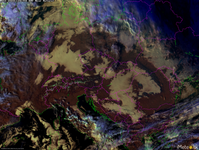 Nízka oblačnosť v Európe. Zdroj: iMeteo