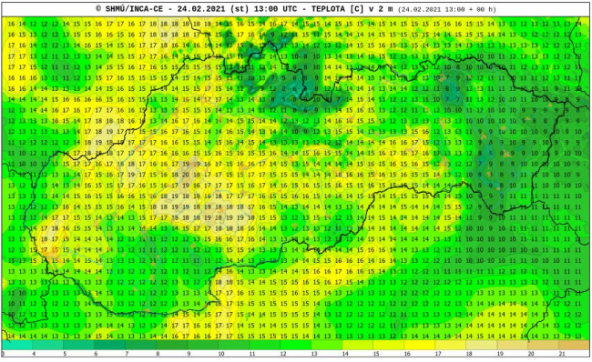 teploty o 15:00, zdroj: SHMÚ