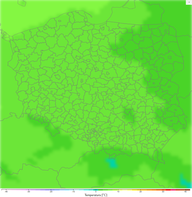 priemerná teplota počas zimy v rokoch 2090-2100 pri scenári RCP9.0, zdroj: klimada2.ios.gov.pl