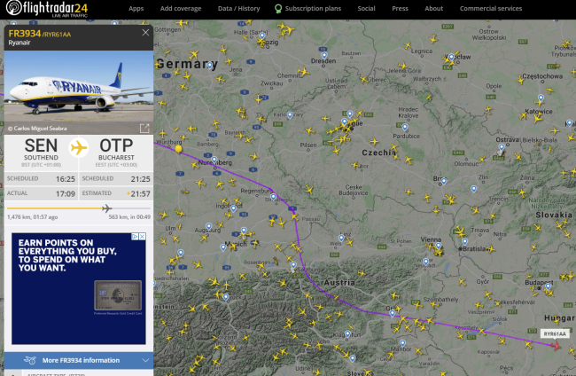 lietadlá búrku obchádzajú, zdroj: Flightradar24