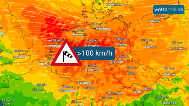 Víchrica počas štvrtka v Nemecku. Zdroj: Wetteronline