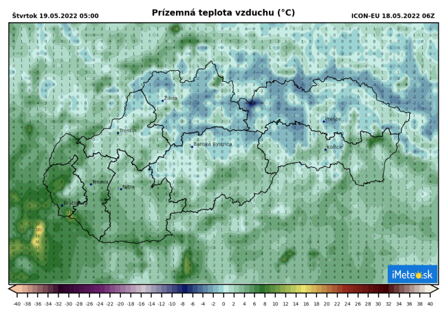 Prízemný mráz sa očakáva na mnohých miestach, zdroj: iMeteo.sk