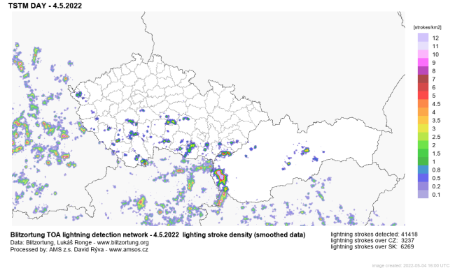 hustota bleskov, zdroj: blesky.bourky.cz