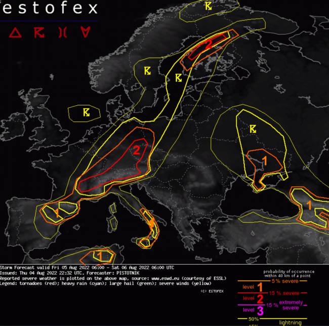 predpoveď služby Estofex